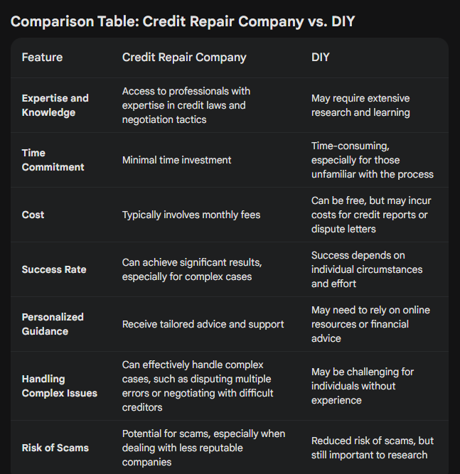 credit repair company vs DIY